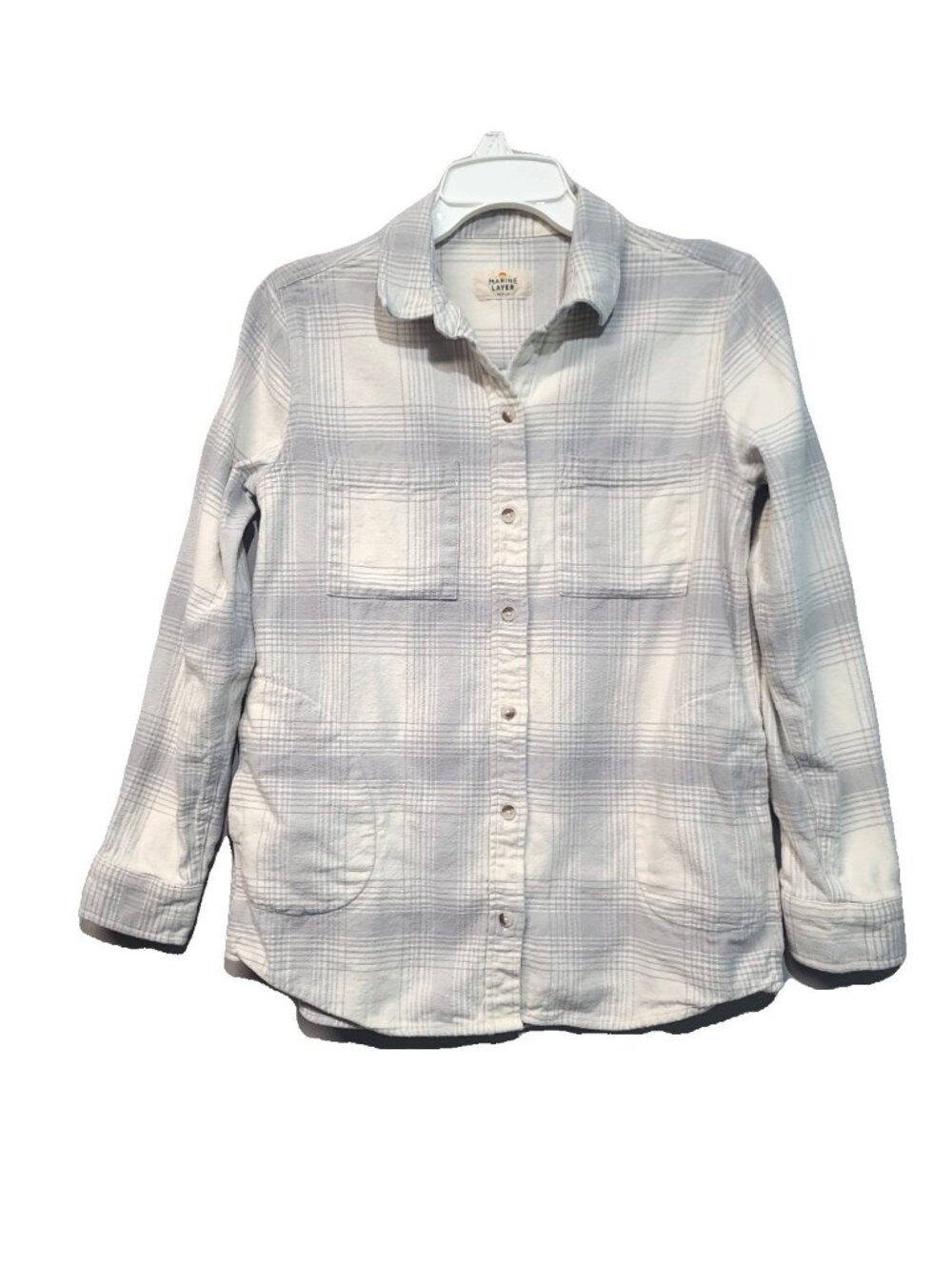 Marine Layer Button-Down Shirt Size M Gray Plaid Flannel